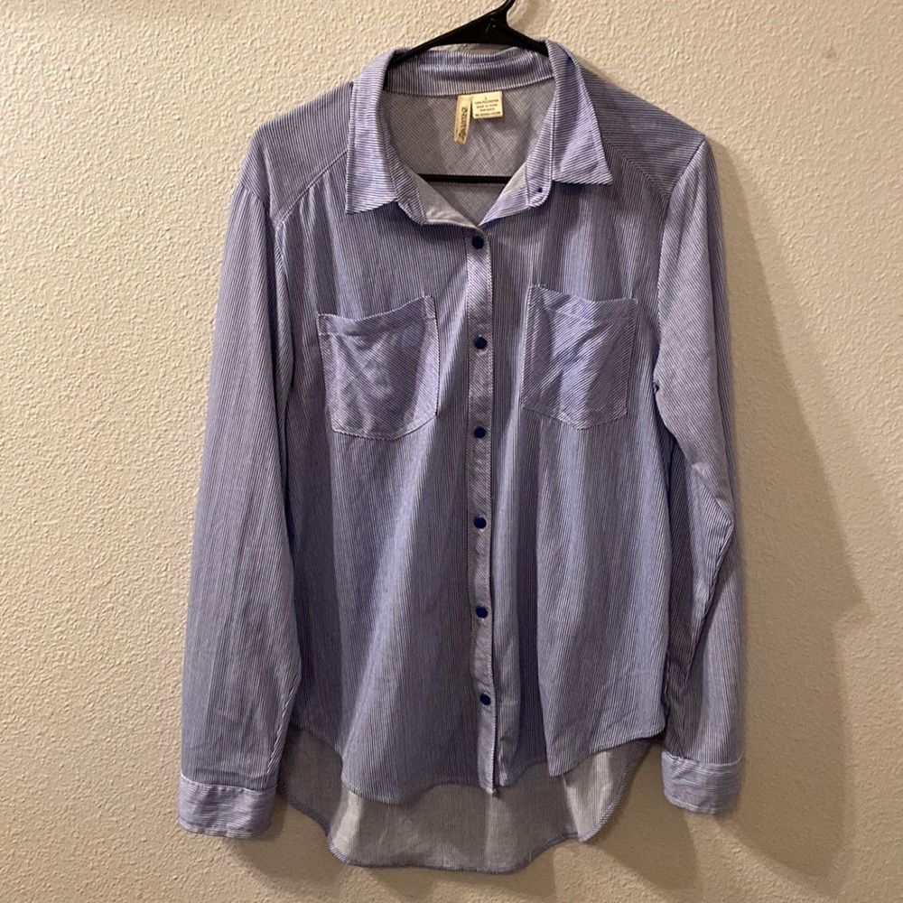 Passport striped button down size large